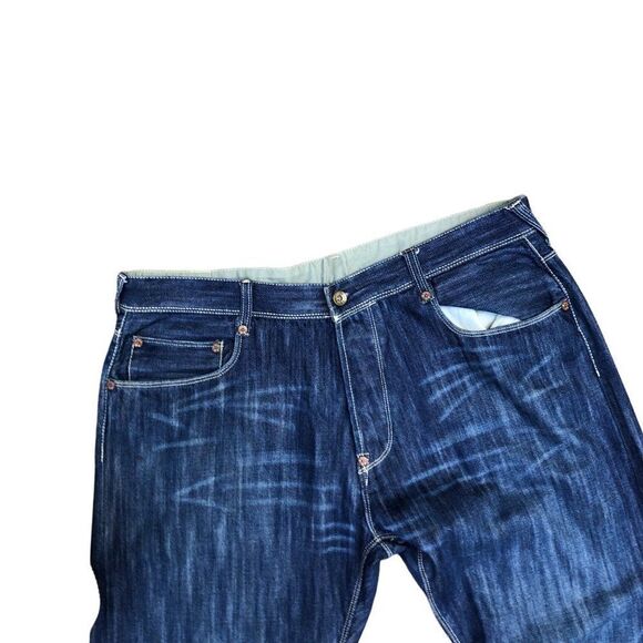 RARE Evisu Embroidered Jeans Size 40 BIG LOGO Blue - Picture 8 of 12